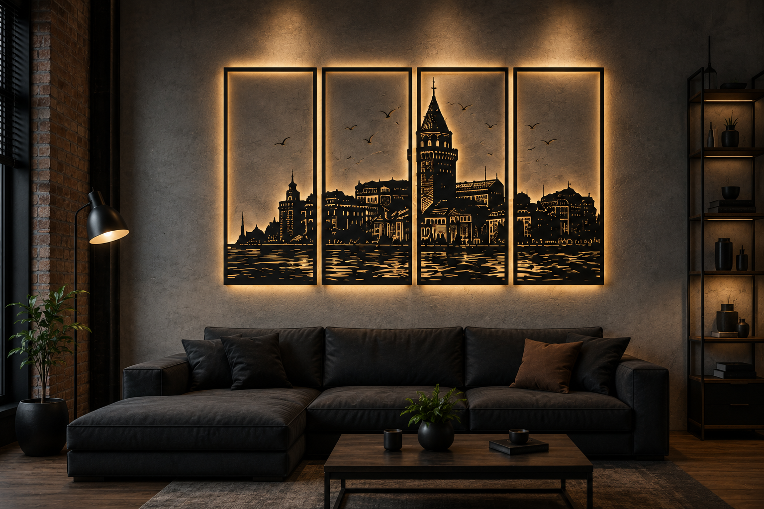 Istanbul Skyline LED Metal Wall Art