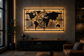 World Map Compass LED Wall Art