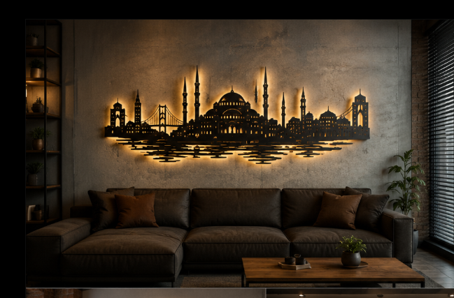 Istanbul Skyline LED Metal Wall Art